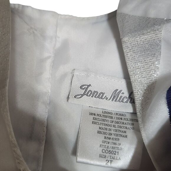 Jona Michelle Dress Size 2T Holiday Navy Blue Silver with Velour Shrug - Picture 6 of 9